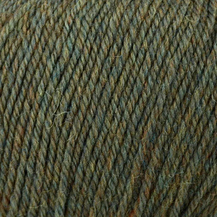 Close-up of a ball of Worsted Superwash  yarn in Shamrock Heather color