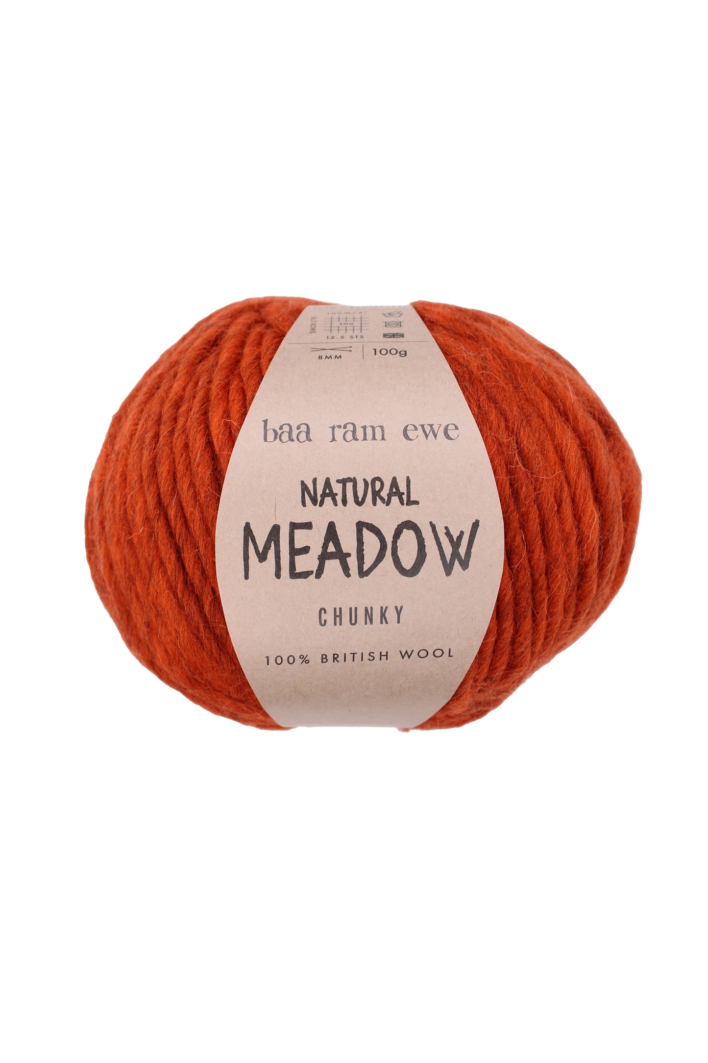 Ball of yarn with 'baa ram ewe' label on a white background