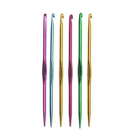 Set of colorful  Handi Tools with a crochet hook on one end and a knitting needle on the other end.